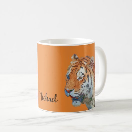 Trendy cool Siberian Tiger animal gepersonaliseerd Koffiemok (Voorkant rechts)