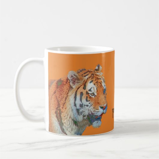 Trendy cool Siberian Tiger animal gepersonaliseerd Koffiemok (Links)