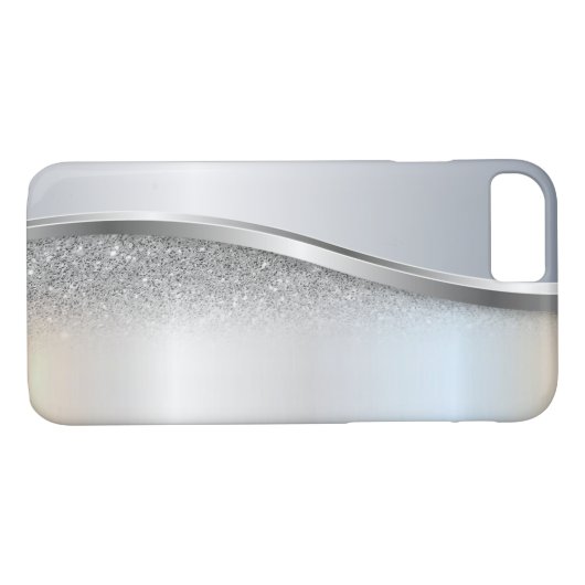Trendy Cool Silver Glitter - Gepersonaliseerd Case-Mate iPhone Case (Achterkant (Horizontaal))