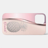 Trendy Cool Silver Pineapple - Gepersonaliseerd Case-Mate iPhone Case (Achterkant (horizontaal))