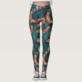 Trendy Cool Sinaasappel Snake Pattern Oerwoud Camo Leggings (Voorkant)