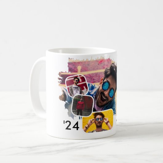 Trendy Cool Smudge 4 Fotocollage Afstudeerder Koffiemok (Voorkant links)