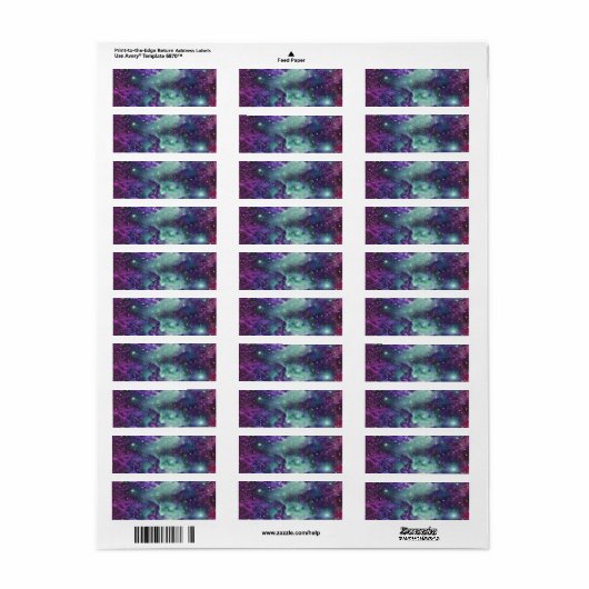 Trendy Cool Sparkly New Nebula Design Etiket (Full Sheet)