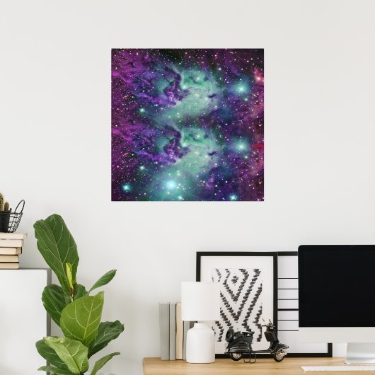 Trendy Cool Sparkly New Nebula Design Poster (Thuiskantoor)