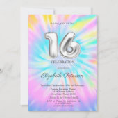 Trendy Cool Tie Dye Sweet 16 Kaart (Voorkant)