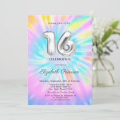 Trendy Cool Tie Dye Sweet 16 Kaart (Staand voorkant)