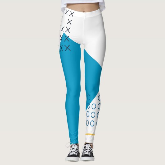 Trendy, cool, urban geometric Memphis illustratie Leggings (Voorkant)