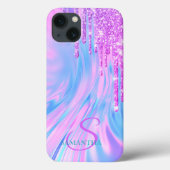 Trendy Cool Violet Glitter Drift Holographic Case-Mate iPhone Case (Achterkant)