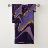 Trendy Cool Violet Gold Marble Pattern Bad Handdoek (Insitu)