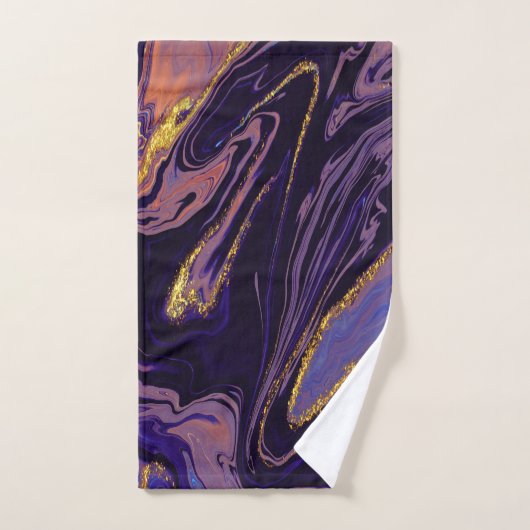 Trendy Cool Violet Gold Marble Pattern Bad Handdoek (Handdoek)