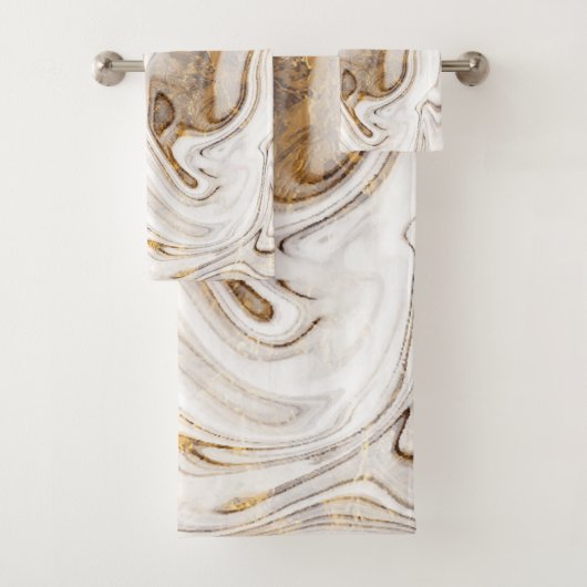 Trendy Cool White Gold Marble Bad Handdoek (Insitu)