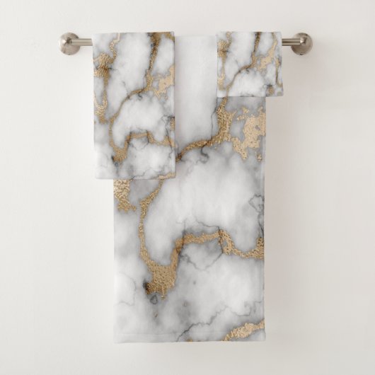 Trendy Cool White Gold Marble Pattern Bad Handdoek (Insitu)