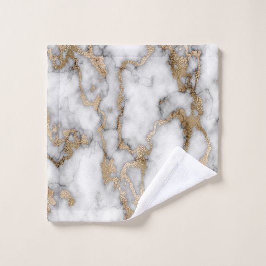 Trendy Cool White Gold Marble Pattern Bad Handdoek (Wasdoekje)