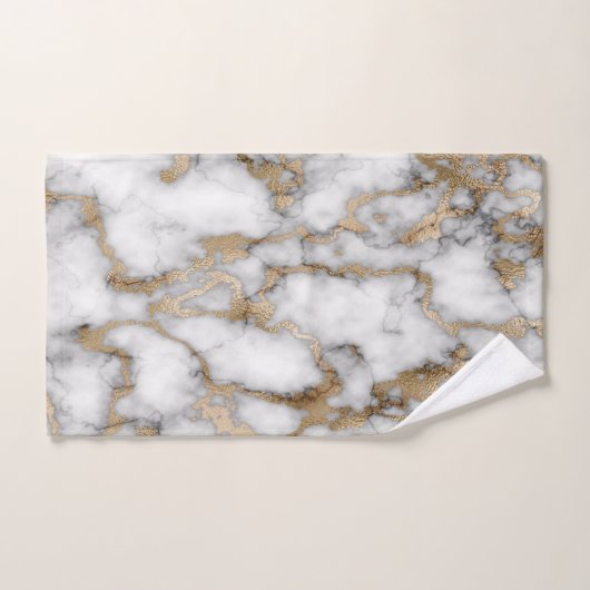 Trendy Cool White Gold Marble Pattern Bad Handdoek (Handdoek)