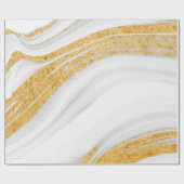Trendy Cool White Marble Texture Gold Glitter Cadeaupapier (Vlak)