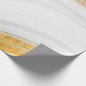 Trendy Cool White Marble Texture Gold Glitter Cadeaupapier (Hoek)