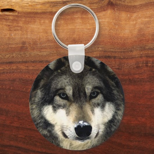 Trendy Cool Wolf Portrait Sleutelhanger (Voorkant)