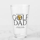 Trendy Cool "WORLD'S BEST GOLF DAD" Gouden Pint Glas (Voorkant)