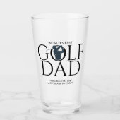 Trendy Cool "WORLD'S BEST GOLF DAD" Navy Blue Pint Glas (Voorkant)