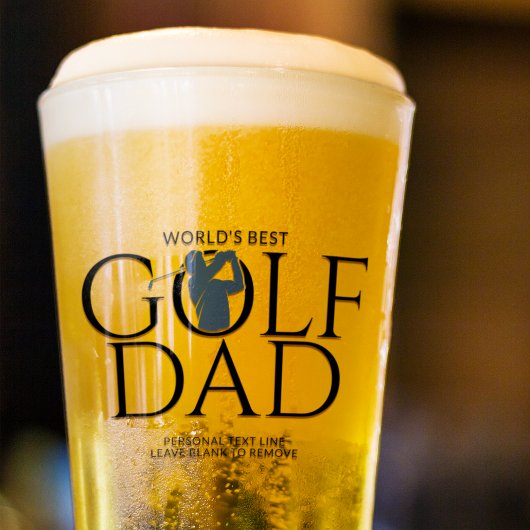 Trendy Cool "WORLD'S BEST GOLF DAD" Navy Blue Pint Glas