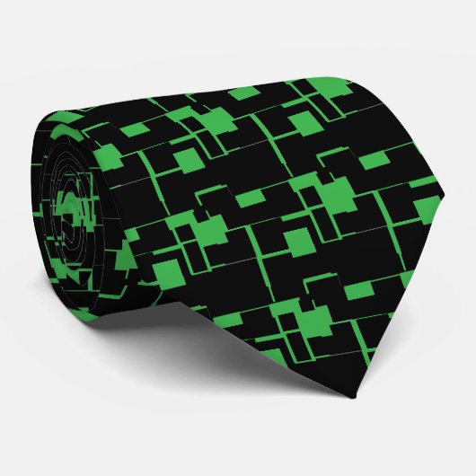 Trendy Cool zwart/groen patroon Stropdas (Opgerold)