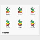 Trendy coole cactus gepersonaliseerde naam sjabloo ronde sticker (Vel)