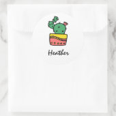 Trendy coole cactus gepersonaliseerde naam sjabloo ronde sticker (Tas)
