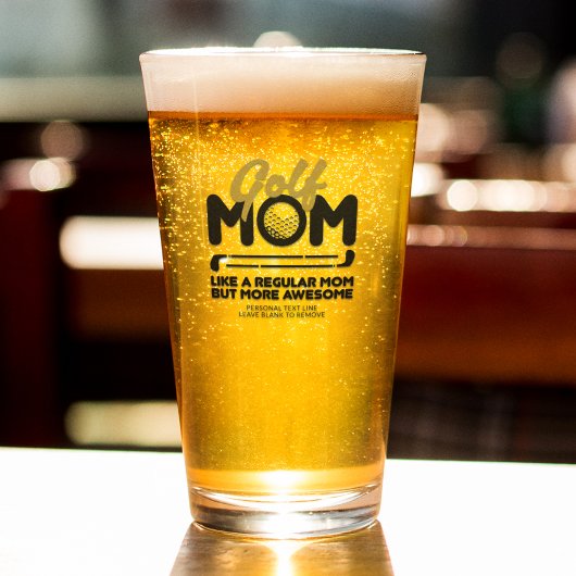 Trendy Coole "GOLF MOM" Gouden Typografie Pint Glas