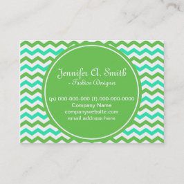 trendy, coole groene en waterblauwe chevron zigzag visitekaartje