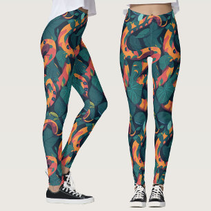 Trendy Coole Oranje Slang Patroon Jungle Camouflag Leggings