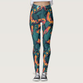 Trendy Coole Oranje Slang Patroon Jungle Camouflag Leggings (Voorkant)