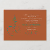 Trendy Copper Folie & Blauwgroen tekstbruiloft Informatiekaartje (Voorkant)