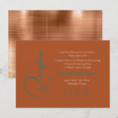 Trendy Copper Folie & Blauwgroen tekstbruiloft Informatiekaartje (Voorkant / Achterkant)