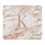 Trendy Copper Roos Gold Metallic marble Monogram Snijplank (Voorkant)