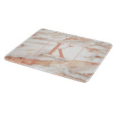 Trendy Copper Roos Gold Metallic marble Monogram Snijplank (Hoek)
