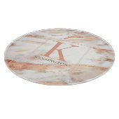 Trendy Copper Roos Gold Metallic marble Monogram Snijplank (Hoek)