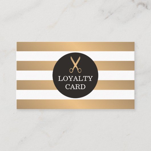 Trendy Copper Striped Grey Hair Salon Loyalty Kaar (Voorkant)