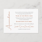 Trendy Copper Text Wedding Accommodatie Informatiekaartje (Voorkant)