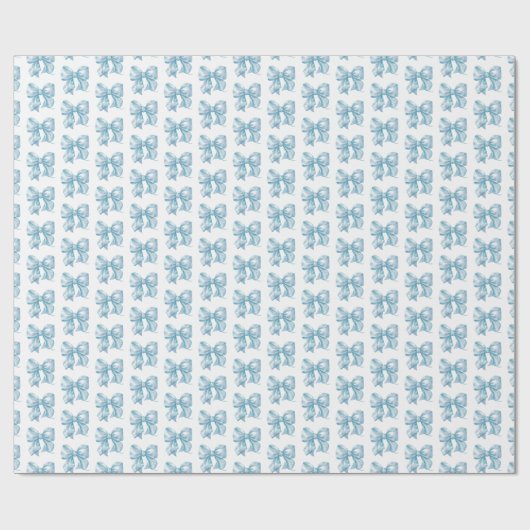Trendy Coquette Baby Blauw Bow Patroon Cadeaupapier (Vlak)