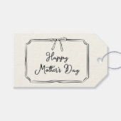 Trendy Coquette Bow Happy Moederdag Champagne Cadeaulabel (Voorkant (Horizontaal))