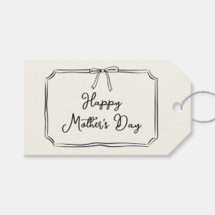 Trendy Coquette Bow Happy Moederdag Champagne Cadeaulabel