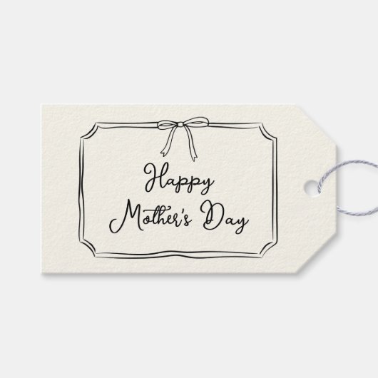 Trendy Coquette Bow Happy Moederdag Champagne Cadeaulabel (Voorkant (Horizontaal))