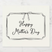 Trendy Coquette Bow Happy Moederdag Champagne Sparkling Wijnetiket (Enkel label)