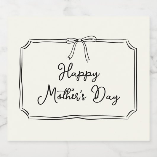 Trendy Coquette Bow Happy Moederdag Champagne Sparkling Wijnetiket (Enkel label)