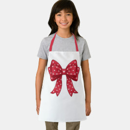 Trendy Coquette Red Ribbon Bow with White Hearts Schort