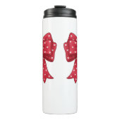 Trendy Coquette Red Ribbon Bow with White Hearts Thermosbeker (Voorkant)
