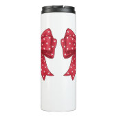 Trendy Coquette Red Ribbon Bow with White Hearts Thermosbeker (Achterkant)