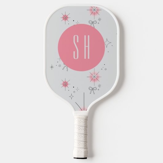 Trendy Coquette Roze Monogrammed Pickleball Paddle (Achterkant)