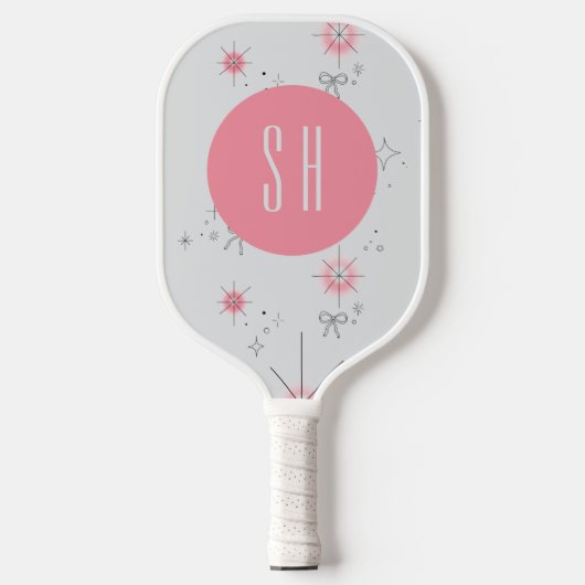 Trendy Coquette Roze Monogrammed Pickleball Paddle (Voorkant)