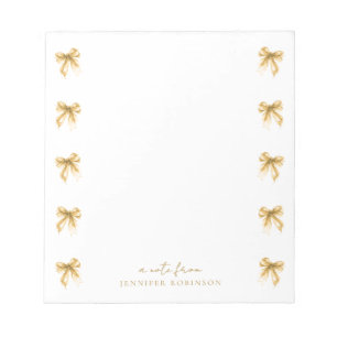 Trendy Coquette Strik met naam in goud Notitieblok